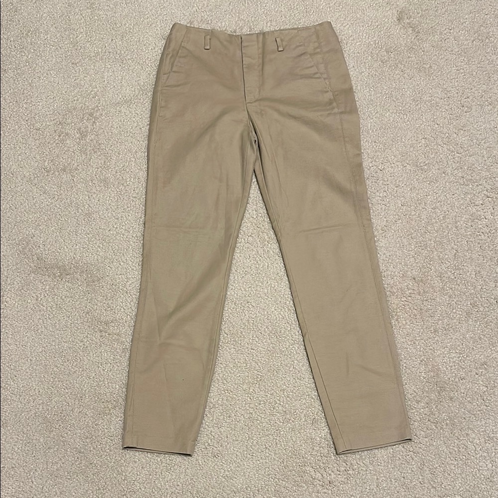 Zara Tan Ankle Cropped Pants Cotton Twill